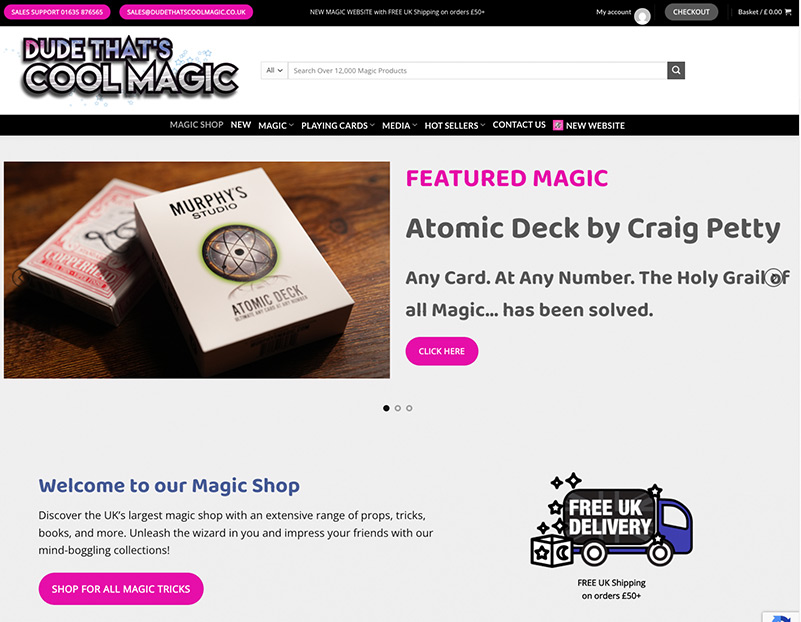 New Dude That's Cool Magic Ecommerce Website Designers
