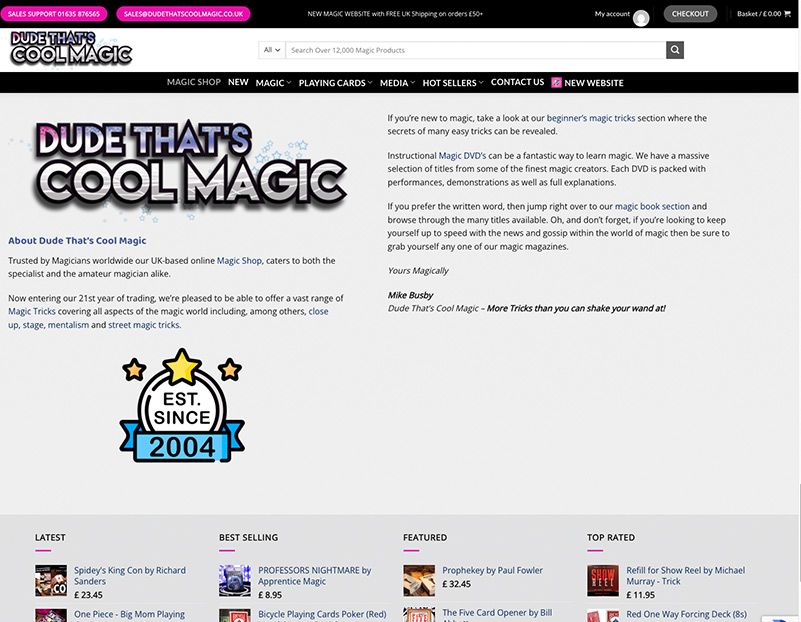 New Dude That's Cool Magic Ecommerce Website Designers